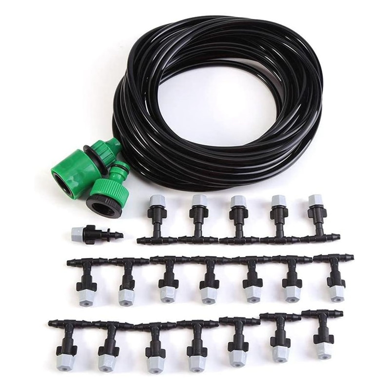 DIY Garden Patio Misting Mini Flow Drip Irrigation Misting Cooling System with Mist Nozzle Sprinkler for Plant Flower: Default Title