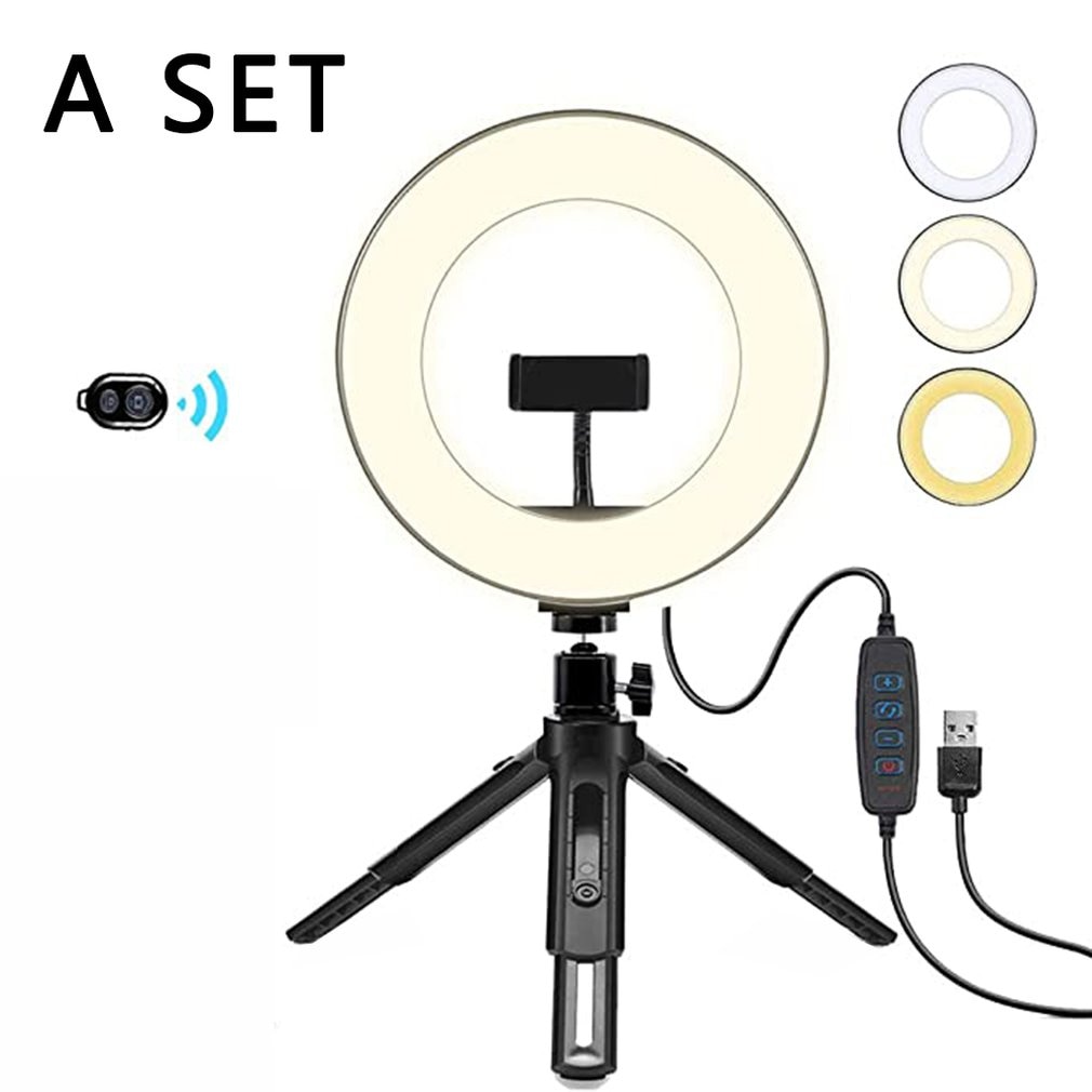 8 Inch 21Cm Mobiele Telefoon Live Plastic Platte Ring Vullen Licht Mobiele Telefoon Clip Selfie Led Camera Ring Flash licht Invullen Stand