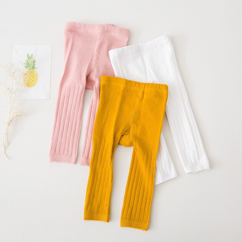 3 stk/partij 0-24m Baby Meisje & Jongen Leggings Kids Katoen Dobby Solide Kleur Regelmatige Mid Elasic Taille leuke Broek: MULTI / 3T
