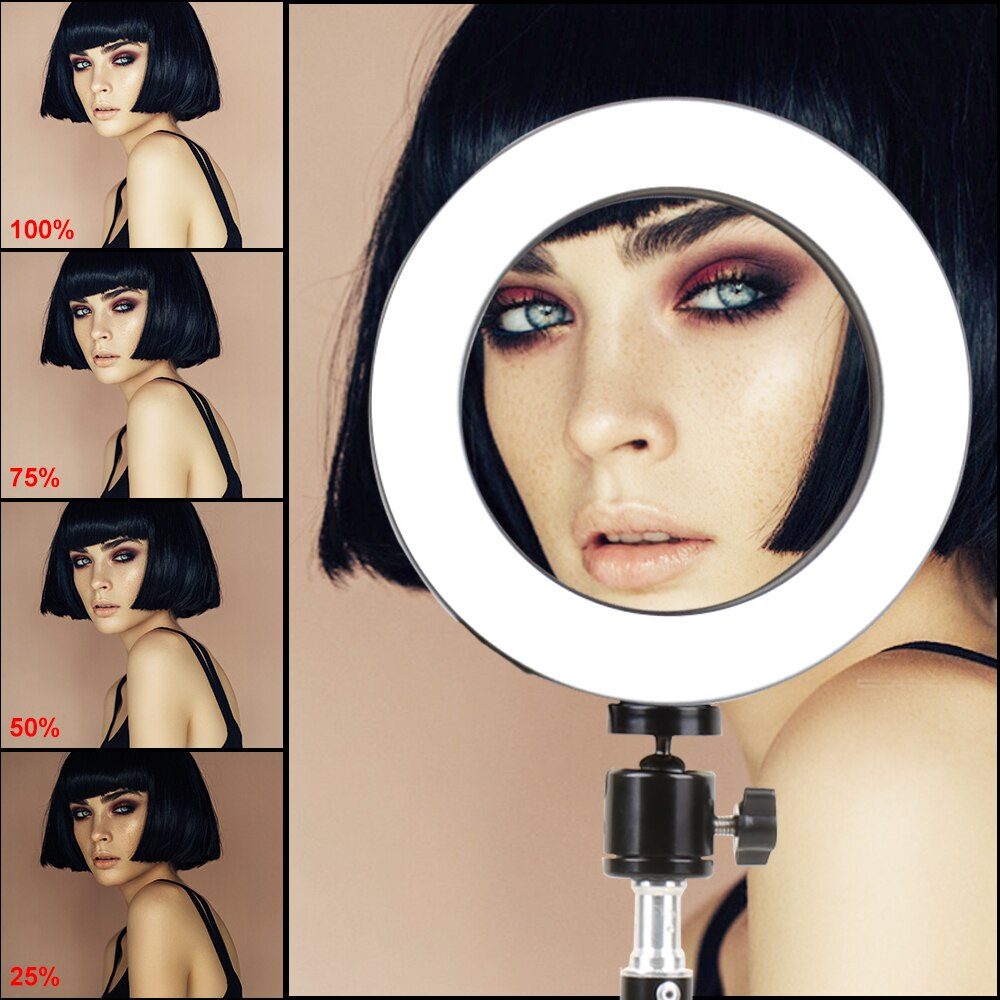 LED Makeup Light Ring 5500K Dimmable Photographic Lighting With Tripod Stand LED Lamps Selfie Phone Ring Light For Video Camera