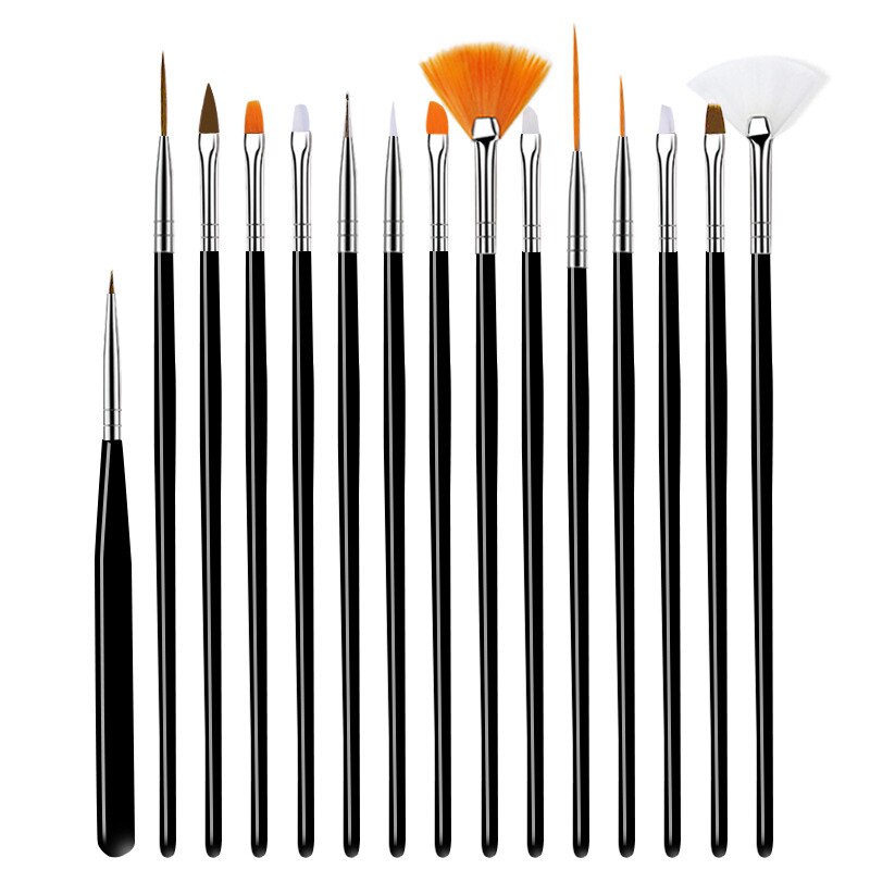 1 Set Nail Art UV Gel Schilderen Puntjes Drawing Pen Brush Set, Nail Art Borstel, nail Gereedschap voor Nail Salon DIY 15pcs
