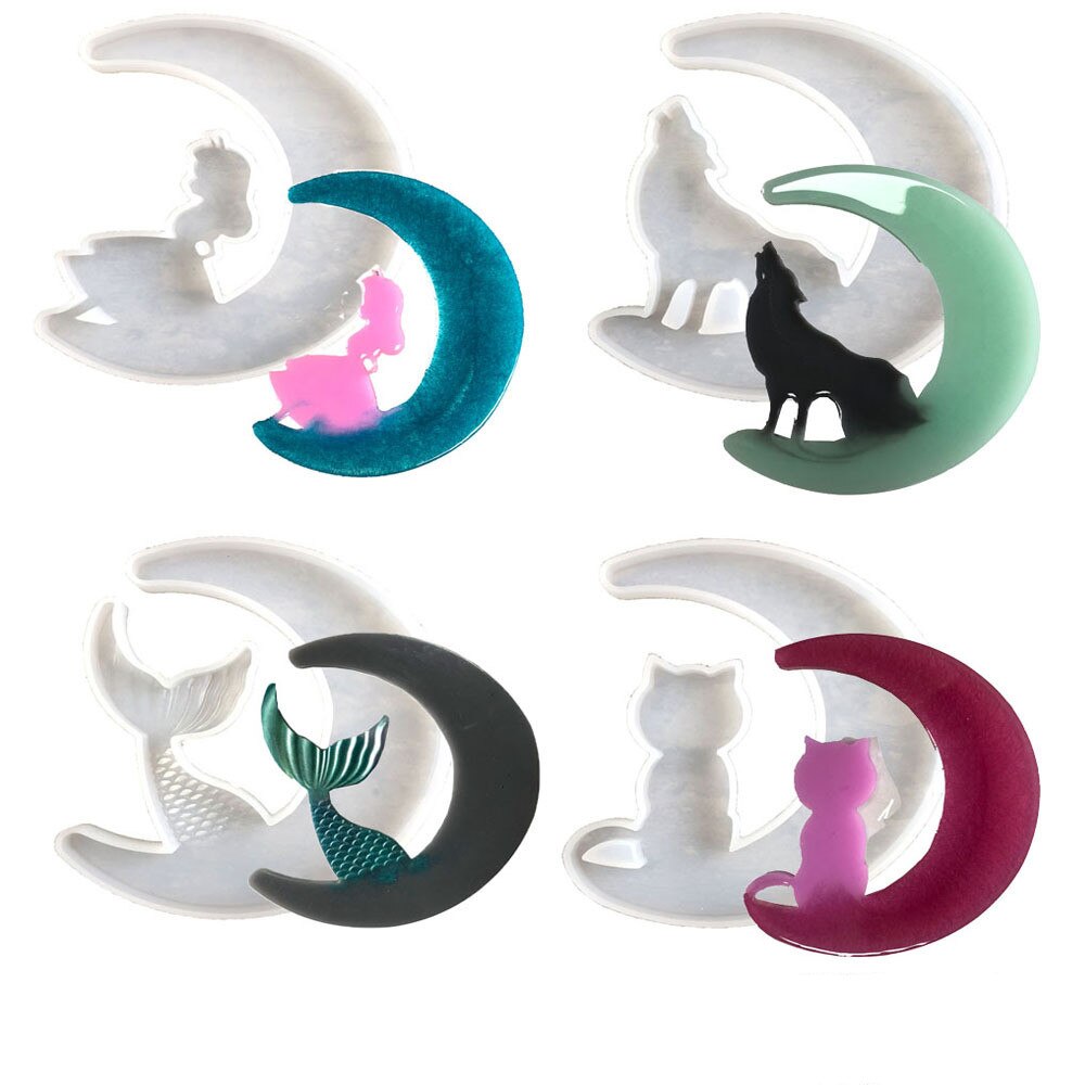 Diy maanhanger mal spiegel epoxy siliconen hars mal voor het maken van sieraden