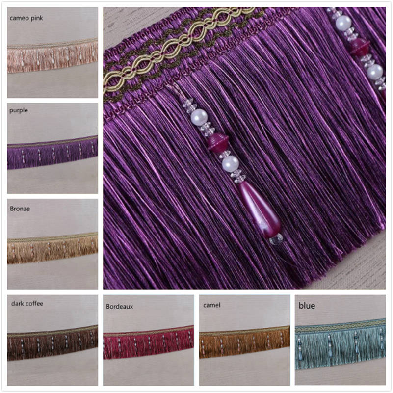 Luxury Exquisite Beaded Tassel Trim Fringe Braid Trimming Wedding Upholstery Fabric Ribbon Sewing