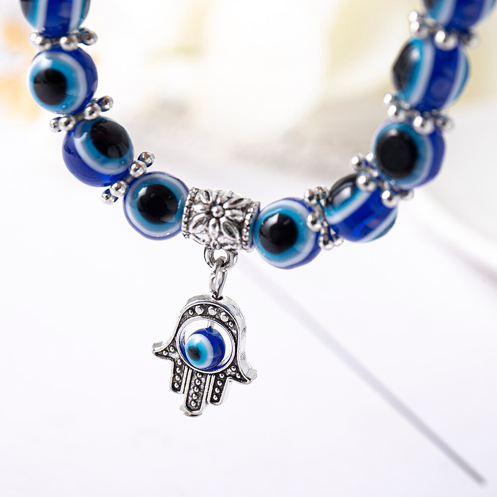 Turkish Lucky Evil Eye Bracelets Blue Evil Eye Bead Bracelet Men Women Handmade Lucky Jewelry Charm Bracelet Female