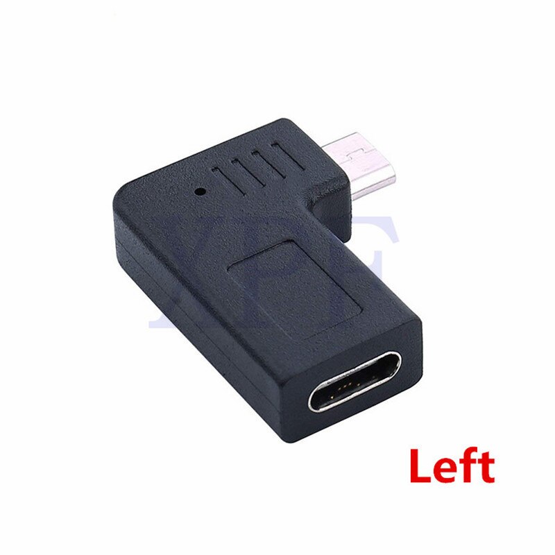 Venstre høyre vinkel micro usb hann til type-c hun til microusb hann 90 graders type c ladningsadapter micro usb usbc omformer