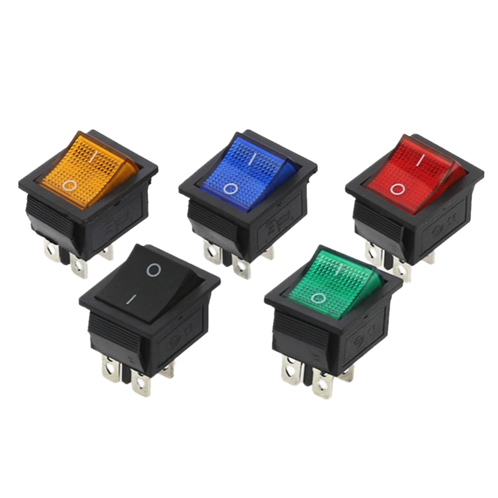 5Pcs KCD4 Rocker Switch Power Switch Self-Lock 2 Position 4 Pins With Light 15A 250VAC/20A 125VAC 32*25mm
