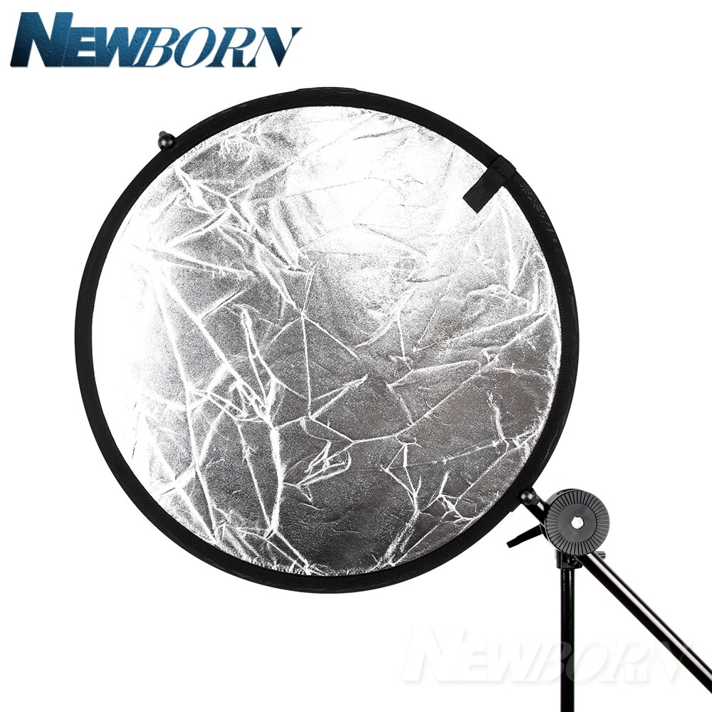 43 '' 110cm 2 in 1 sølv / hvidt lys rund fotografering sammenklappelig diskreflektor til dslr fotostudie canon nikon sony