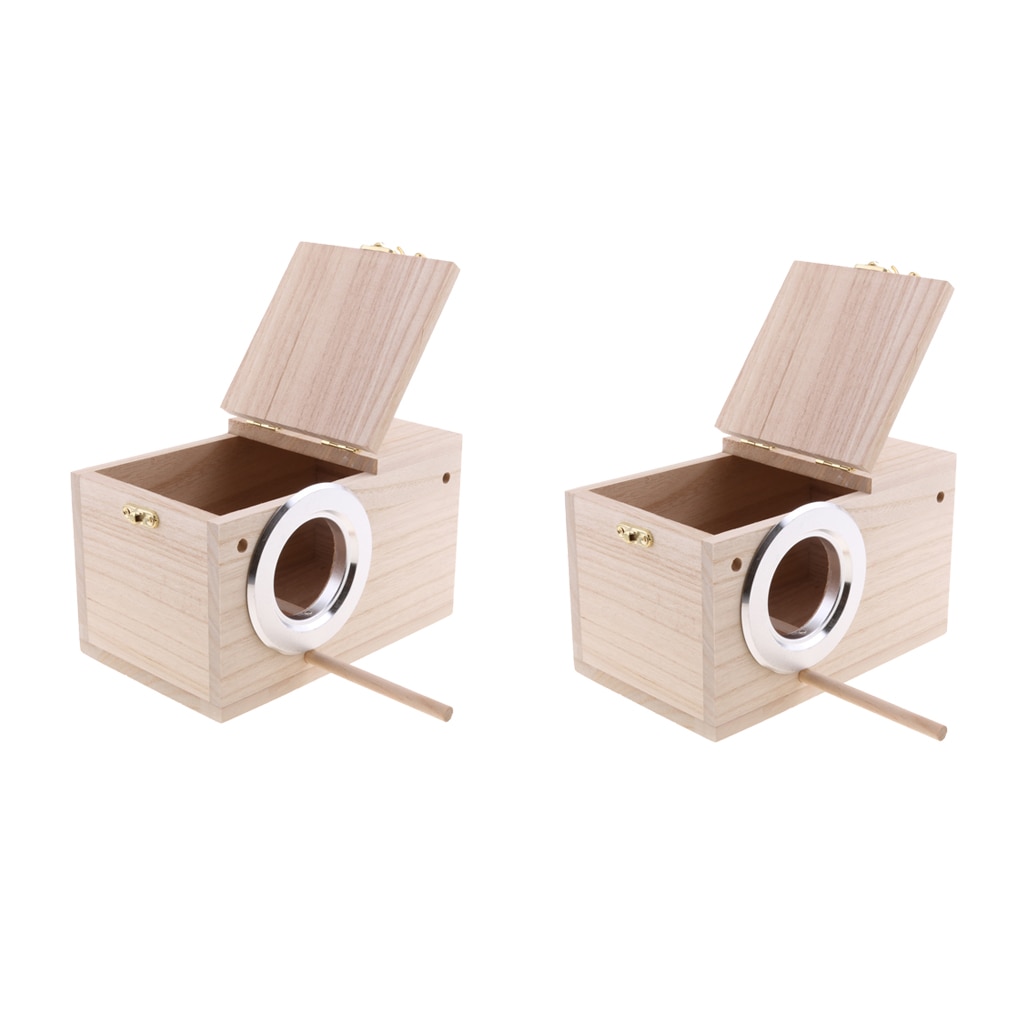 2Pcs Parakeet Nesting Box, Bird Nest Breeding Box Cage Wood House for Finch Lovebirds Cockatiel Budgie Conure Parrot