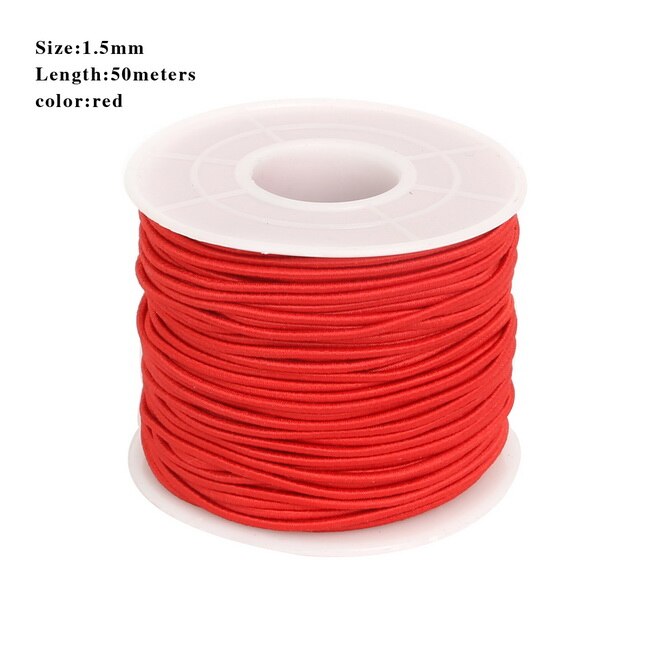Dia cordon élastique rond en perles de 0.8/1.2/1.5mm, fil extensible, ficelle/corde pour fabriquer des colliers, Bracelet, fourniture de matériel bijoux à bricoler soi-même: Red  40m