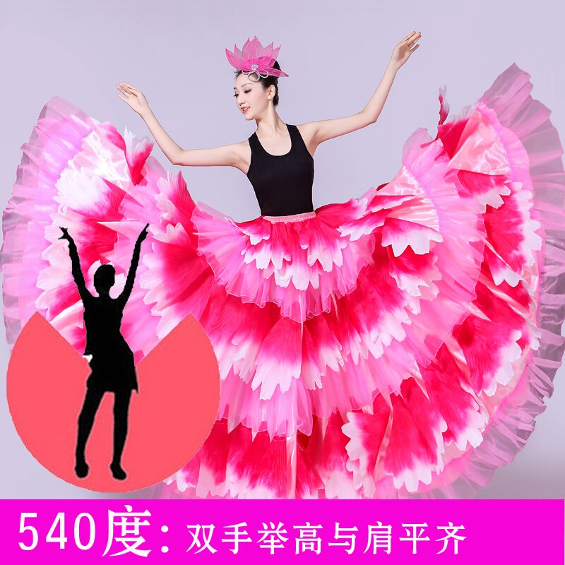 Falda de busto de Flamenco para mujer, traje de baile de apertura femenina, pétalo de flor de escenario, gran Swing, H582: Style540
