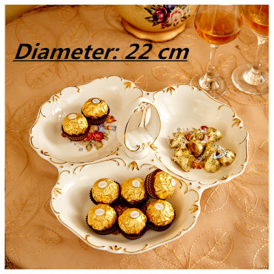 Assiette de fruits à trois étages | Céramique de style européen salon plateau de gâteaux après-midi plateau de thé, assiette de fruits secs 1 pièce: 1
