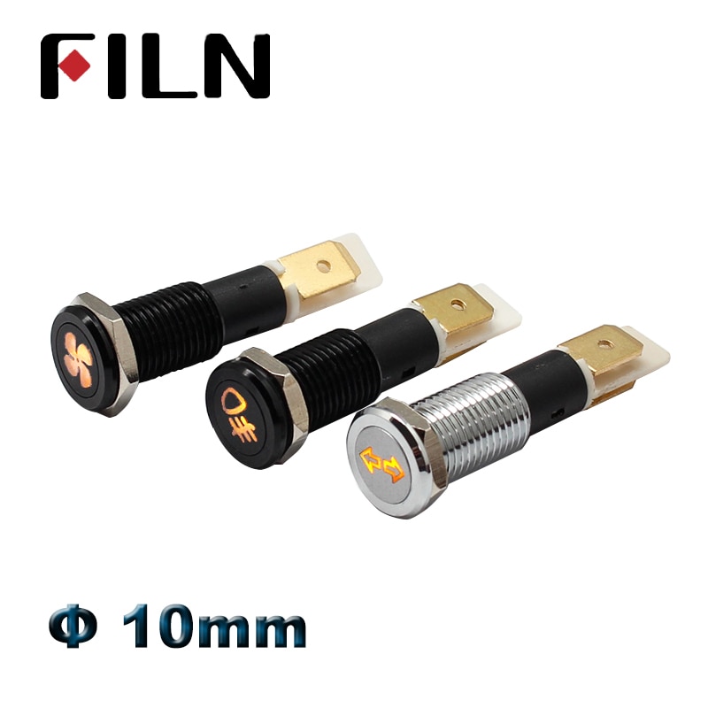 10mm 12v bil dashbord varsellampe 12v 24v rød grønn blå hvit rav ledet pilotlys signallampe vanntett