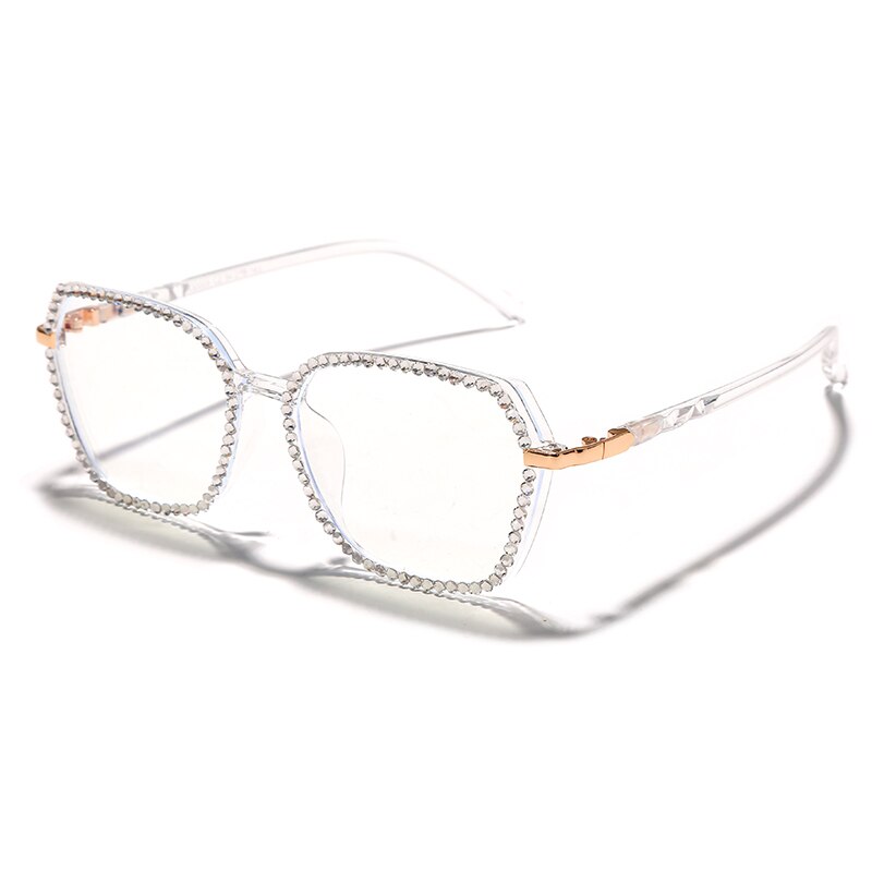 Diamond Eyeglasses Eye Protection Bluelight Glasses Women Luxury Rhinestone Eyeglass Optical Reading Glasses Clear Sunglasses: 2