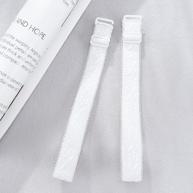 1Pair 1.5cm Width Women Slip Resistant Bra Straps Double Shoulder Elastic Brassiere Printing Replaceable Intimates Accessories: White