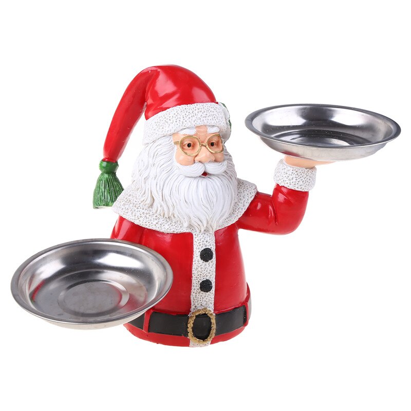 Christmas Santa Snack Treats Holder Fruit Plate Decoration Resin Material Santa Statue Home Decorations Afternoon-tea Cake Dish