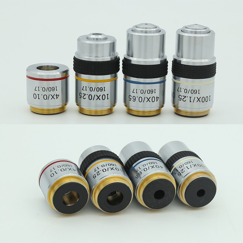 4X 10X 40X 100X Microscope Objective Lens Achromatic Objective Laboratory Biological Microscope parts