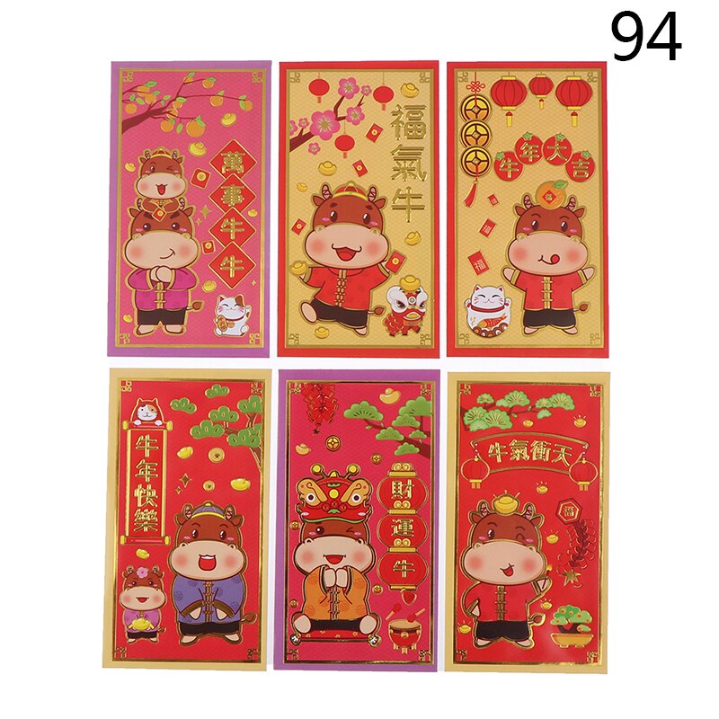 6 Stuks Chinese Ox Jaar Lente Festival Creatieve Rode Envelop Trouwen Rode Envelop: Mintgroen