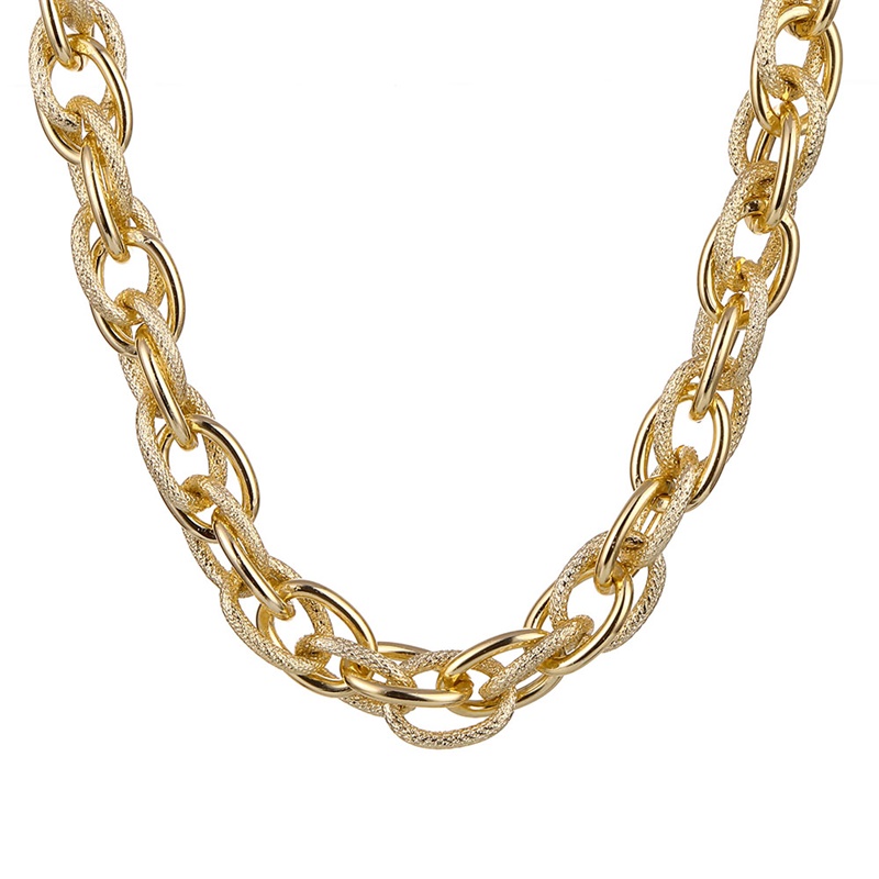 SIMPLE GOLD LINK CHOKER NECKLACE CHARM CUBAN CHOKER: ZP1259