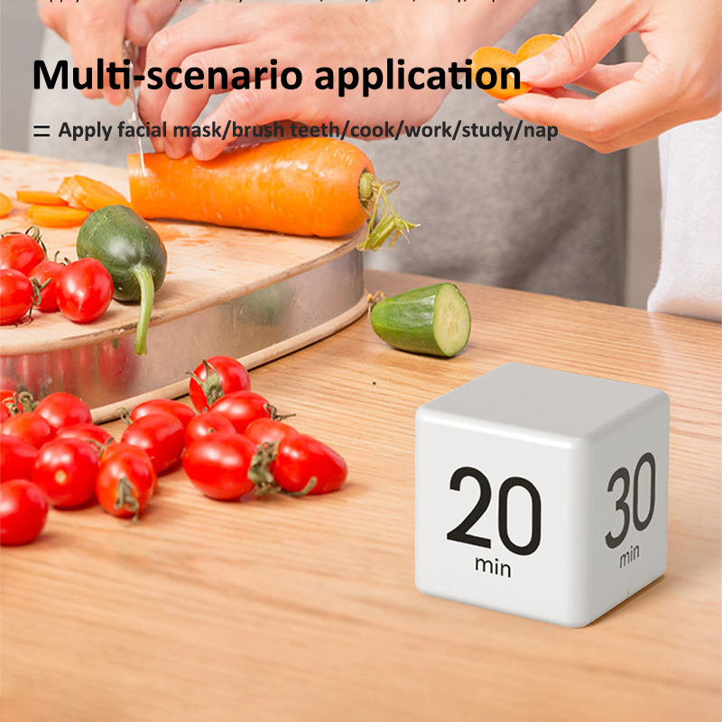 Kubustimer Kookwekker Kindertimer voor productiviteitstraining Flip-timer voor studie Tijd Countdown Management Instellingen 15 20 30 60