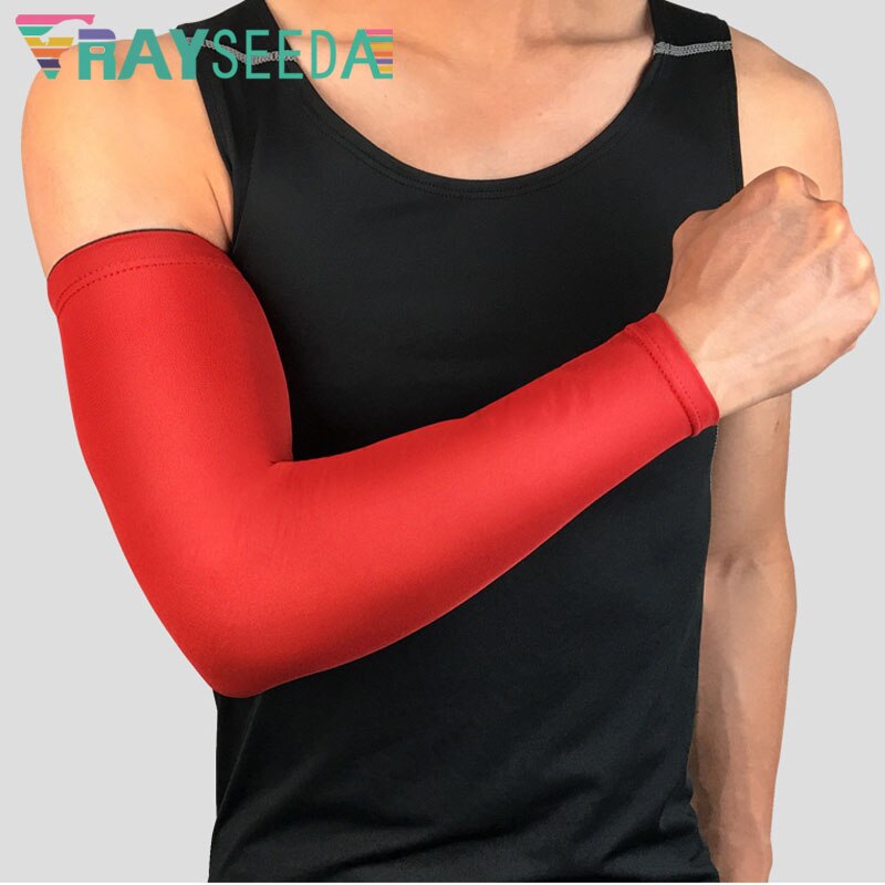 Rayseeda High Elastic Basketball Sports Arm Warmers Anti-Slip Breathable Silicone Running Arm Sleeves Volleyball Arms Protection