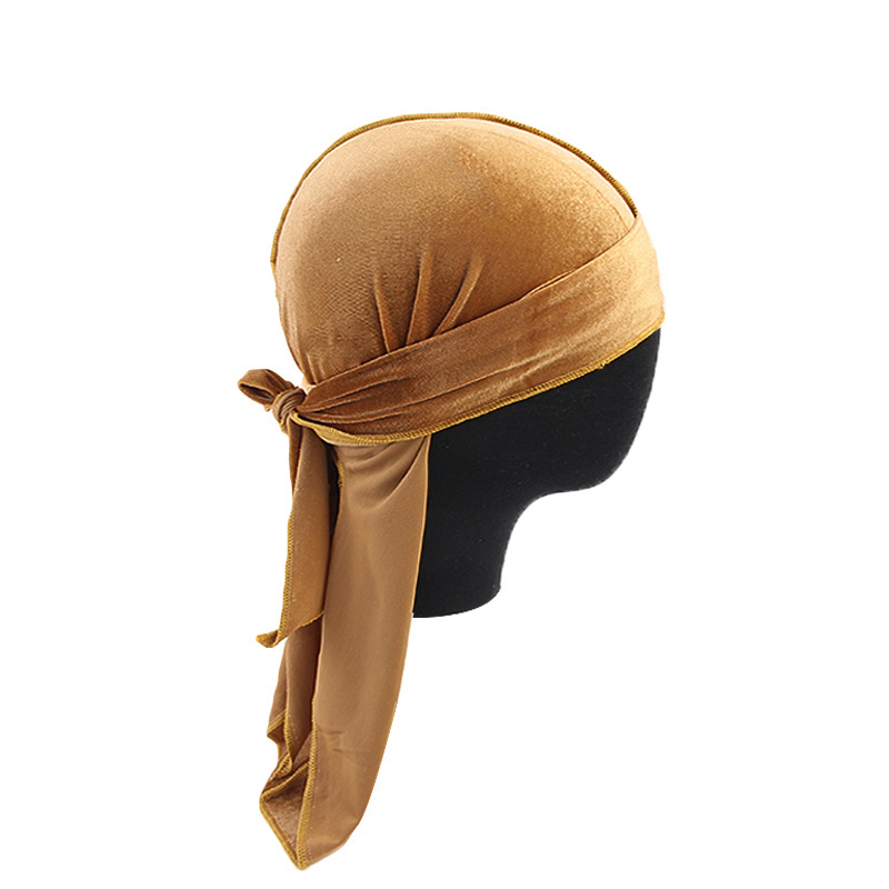 Unisex Velvet Durags Bandana Turban Hat Men Women Breathable Warm Long Tail Doo Rag Durags Pirate Hat Hip Hop Headband