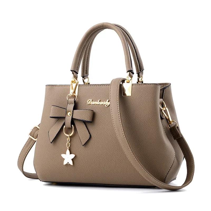 Elegante Frauen Bote Taschen Mit Blume Anhänger Büro Damen Totes Reine Handtasche Für Weibliche Umhängetaschen Umhängetaschen: Kakifarbig