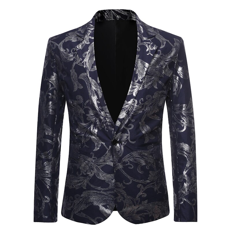 Veste élégante pour homme, Blazer de mariage doré, robe de costume, printemps-automne,: Marine Bleu / L