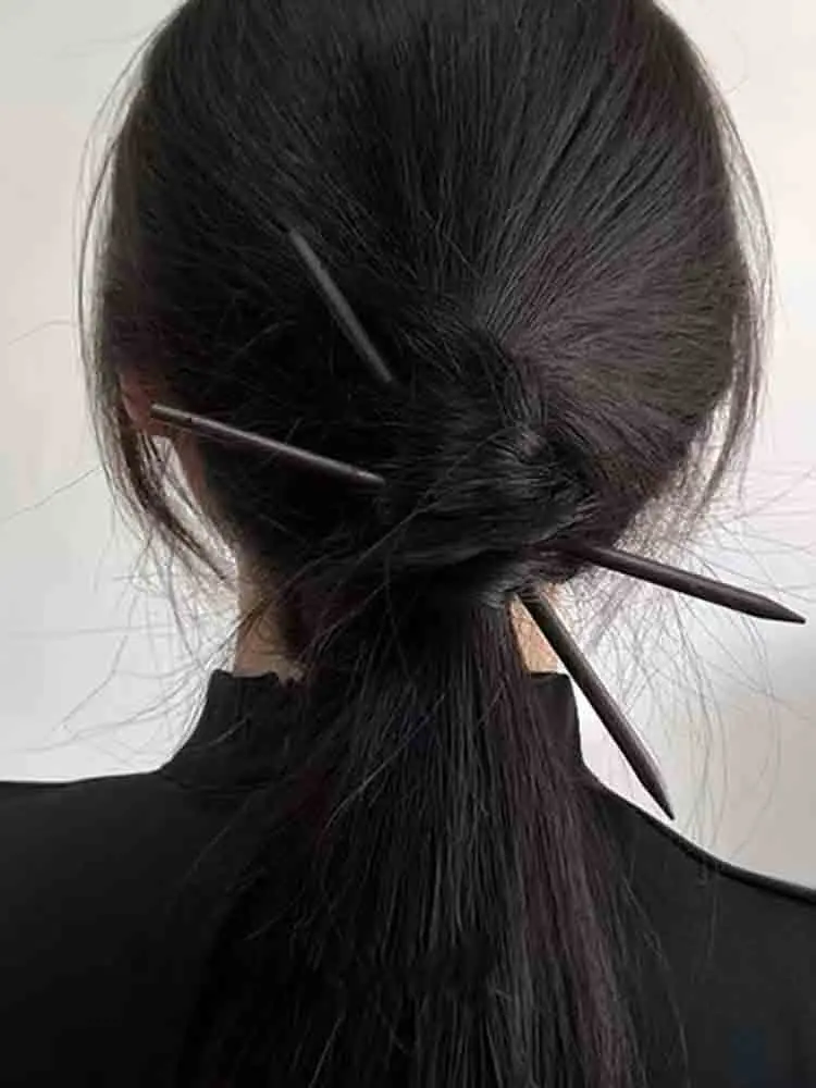1/10pcs Black Wooden Hair Sticks Scrunchie Pack for Women Hair Styling Bridal Hair Bun Claws Pins Hairbands Ponytail Holders