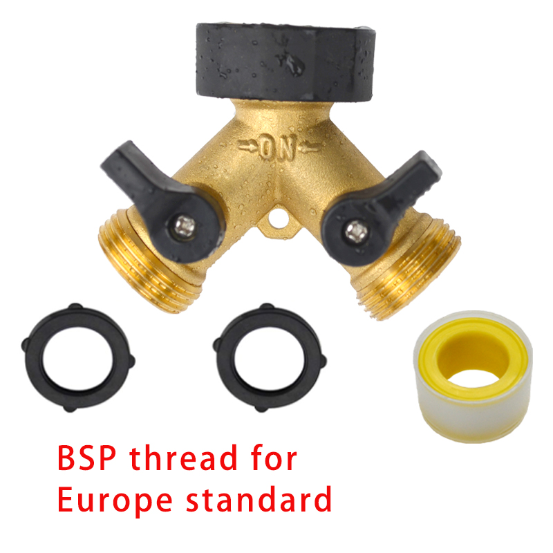3/4"Heavy Duty Brass Garden Hose Splitter Hose Connector Spigot Adapter with 4 Valves Hose Bib Splitter Outdoor Faucet Splitter: PURPLE