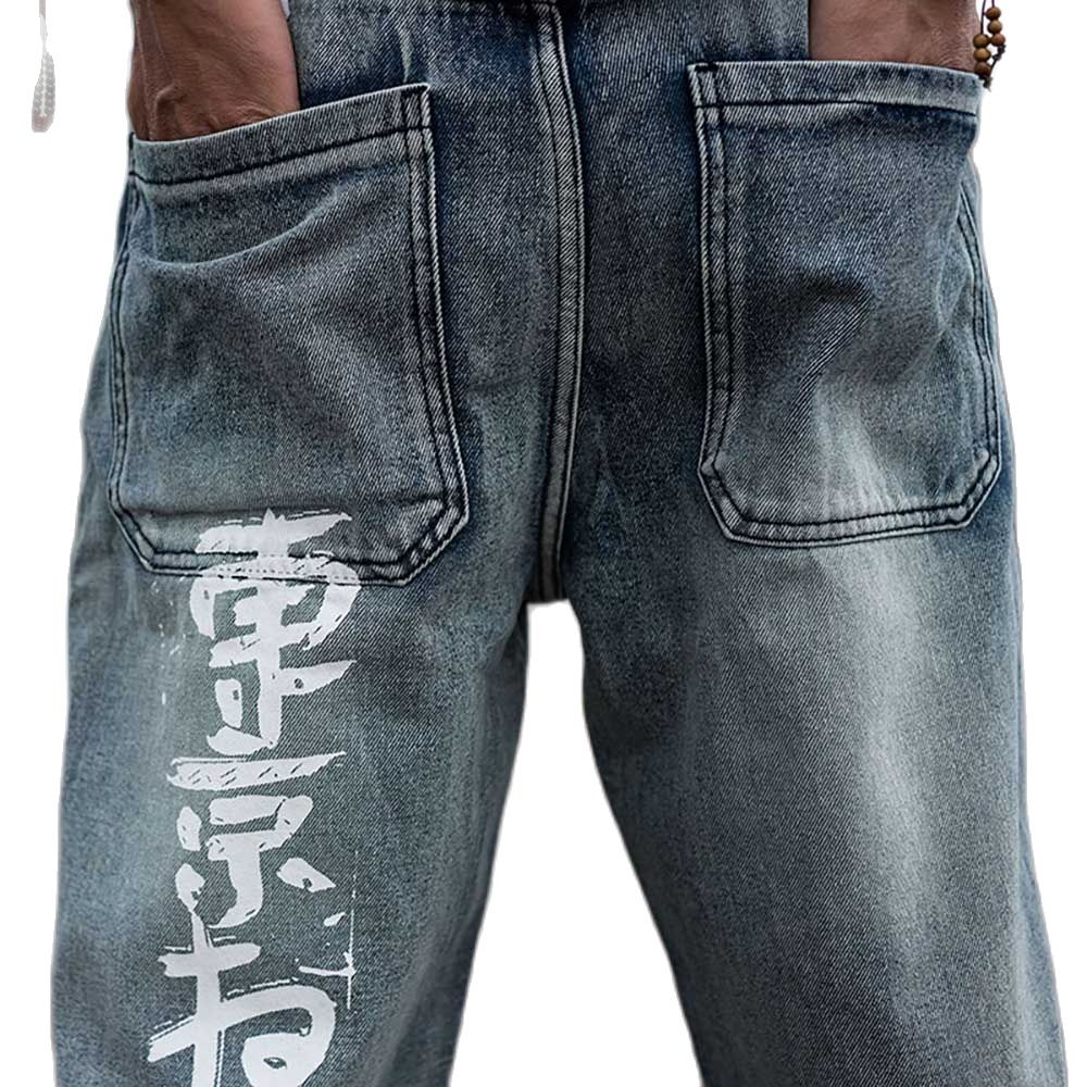 Jean sarouel pour hommes, pantalon en Denim décontracté, imprimé, ample, Baggy, Streetwear, hip hop
