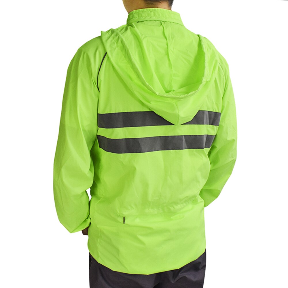 Windproof Hooded Cycling Jacket Breathable High Visibility Reflective Men Bike Bicycle Riding Sports Coat Jacket