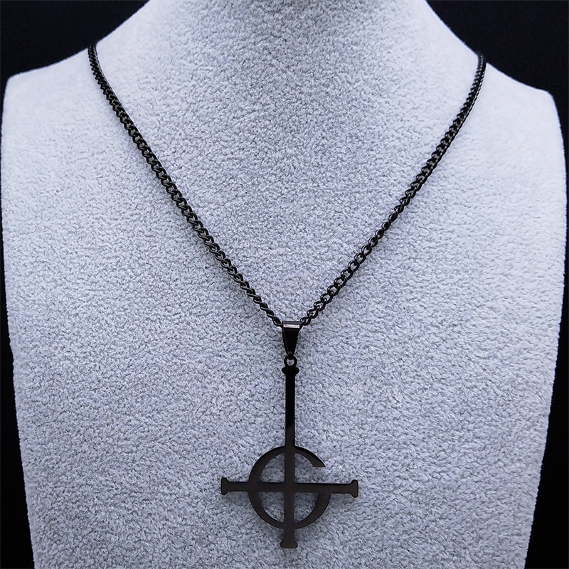 Collar con colgante sin nombre Ghost BC para mujeres y hombres, banda de Ghoul negra de acero inoxidable, cadena con símbolo de Papa Emeritus, joyería N643S06