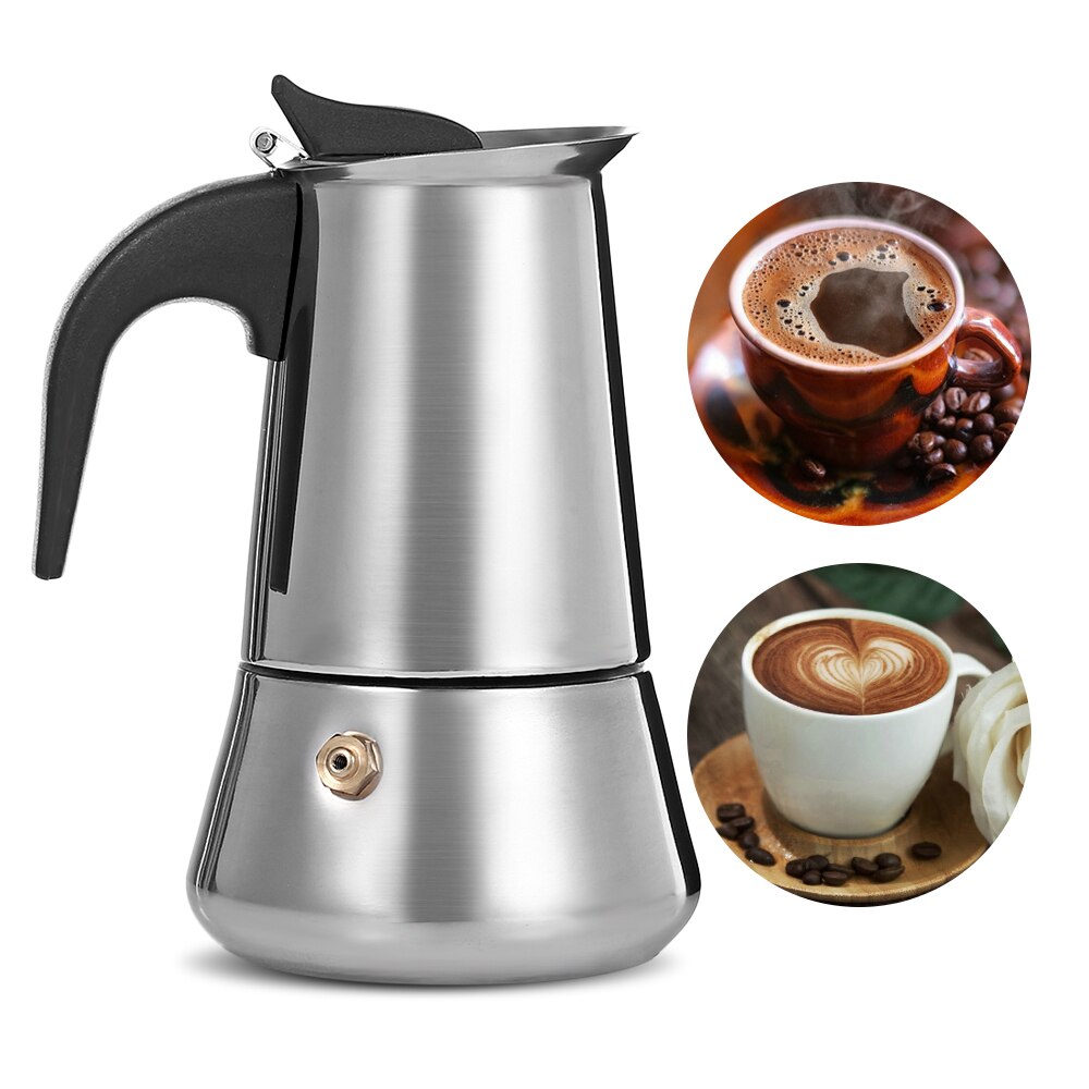 Afforany 450Ml Rvs Moka Koffie Pot Gasfornuis Espresso Maker Moka Latte Filter Percolator Tool Koffiekan Koffiezetapparaat