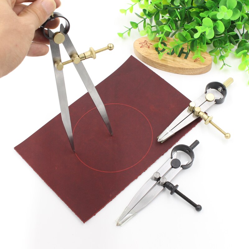 1pcs Adjustable Pitch Gauge Leather Spacing Compass Tools Painting Divider Leather Marking Scriber Compass DIY Leathercraft Tool
