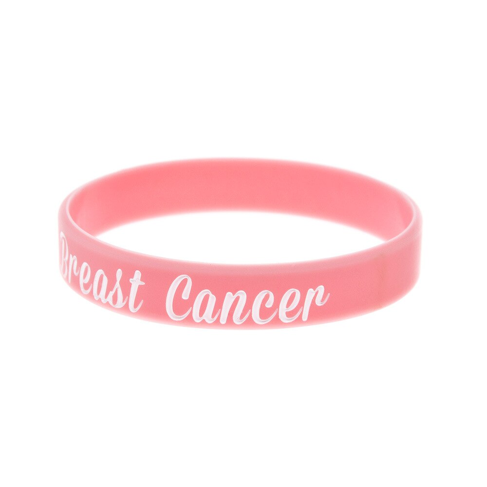 PBR154(1), Hope Pink Ribbon Printing Breast Cancer Awareness Campaigns Wristband Silicone Bracelet