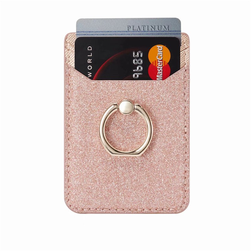 Universal Cellphone Wallet Card Holder Mobile Phone Wallet Credit ID Card Holder Adhesive Pocket Sticker Case Rose Gold /Black