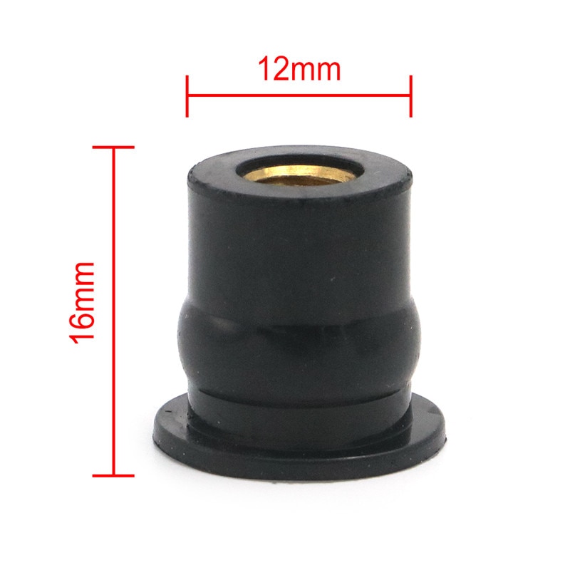 10 stykke universal motorcykel  m6 6mm gummi brønd møtrik forrude vindskærm kåbe brønd møtrik bolte skrue 1/2 &quot; wellnut