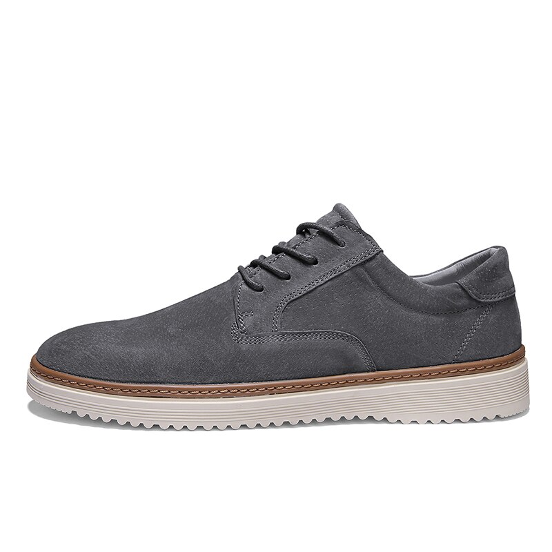 Mannen Sneakers Mode Oxford Casual Schoenen Mannen Comfortabele Lace Up Varkensleer Lederen Mannen Schoenen Chaussure Homme: Gray / 43