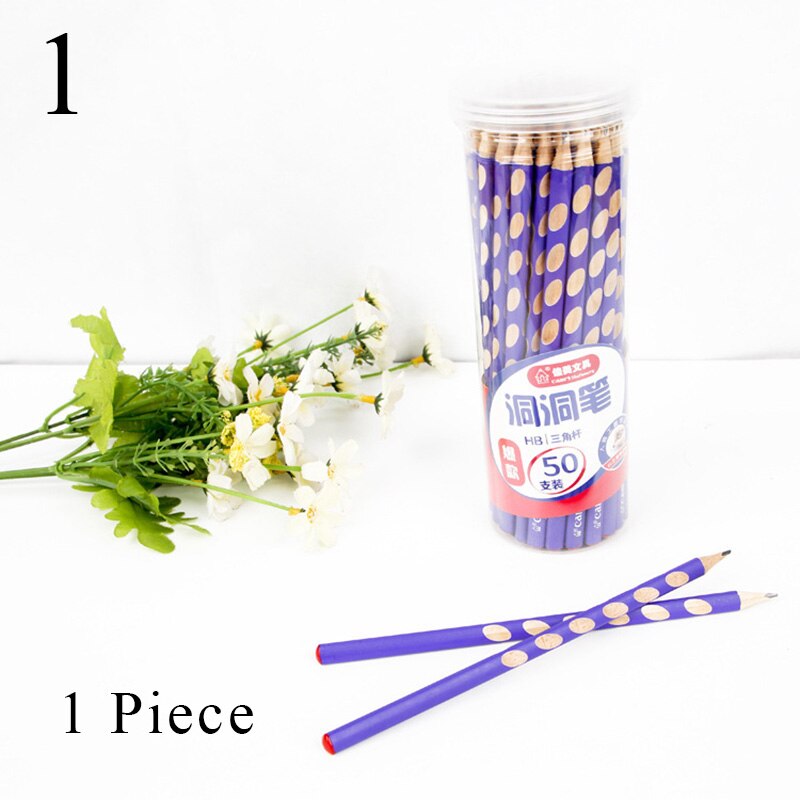 Lápices de plomo de madera HB Kawaii para niños, lápices con agujeros creativos para , suministros de oficina y escuela, novedad, herramientas de corrección de papelería, 1 unidad: Lavanda