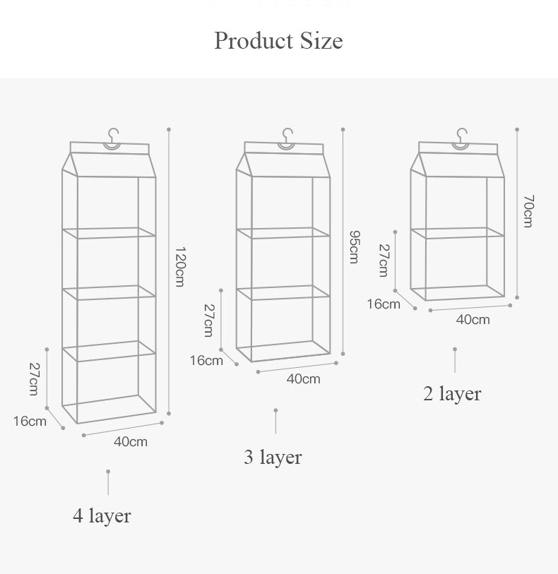 Handtas Opslag Opknoping Tas Garderobe Opknoping Stofdicht Opbergtas Opknoping Zak Drie-Dimensionale Mesh Multilayer Opbergtas