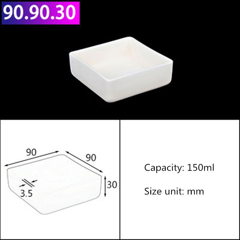 99%Al2O3 High Purity Square Alumina Ceramic Boat Corundum Crucible/ Sintered Crucible High temperature resistance 1600℃: 150ml