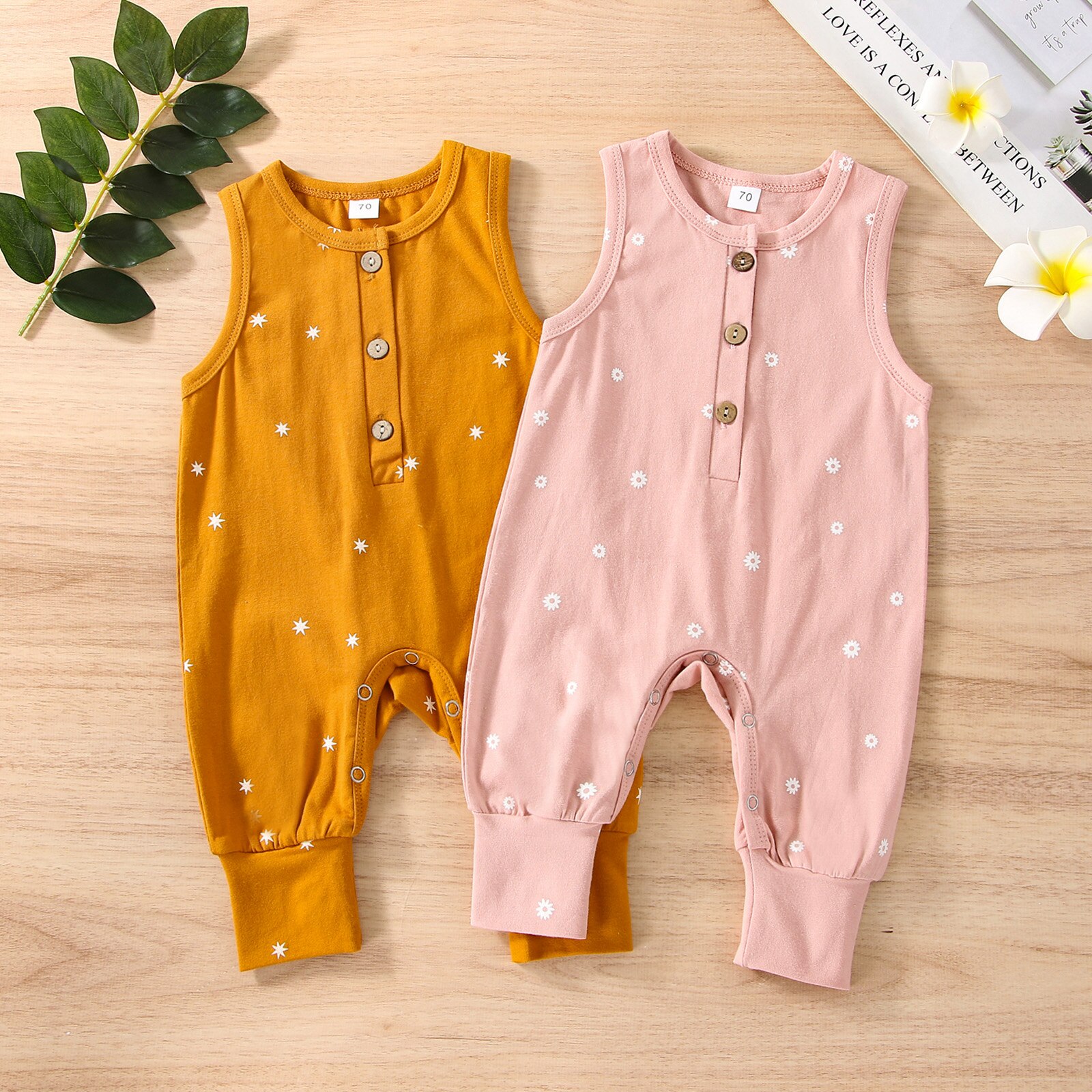 Baby-strampler für mädchen und jungen, sternenmuster, ärmelloser Overall mit rundhalsausschnitt und knöpfen, für Höhle sommer ( ab , 0-18 monaten)