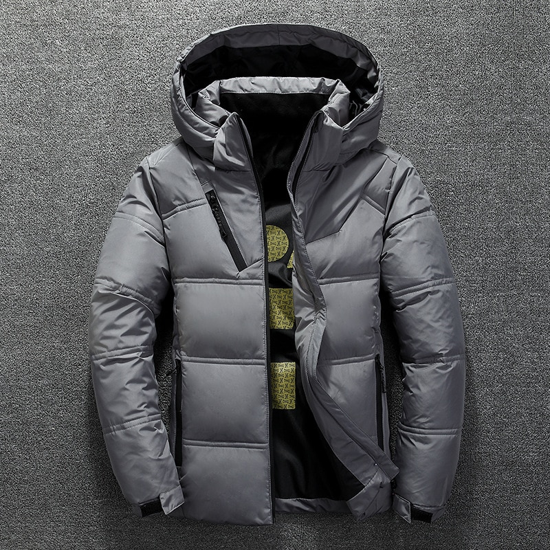 Winter Jacket Mens Thermal Thick Coat Snow Red Black Parka Male Warm Outwear - White Duck Down Jacket Men