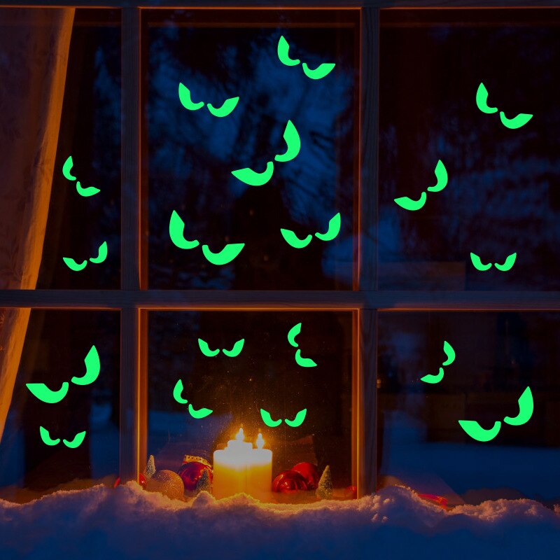 Halloween Glow Stickers Bat Lighted Window Wall Door Decoration PVC Waterproof Phone Laptop Computer Sticker Decor
