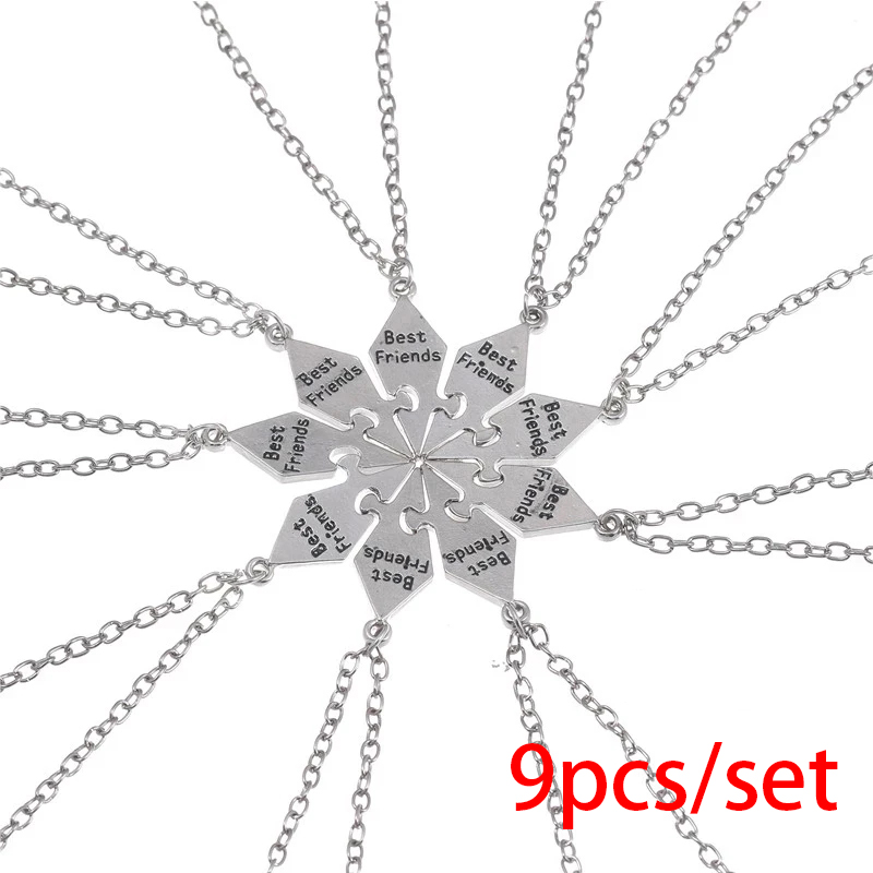 3/4/5/6/7/8/9/10 Stuks Beste Vriend Stiksels Ketting voor Mannen Vrouwen Studenten Bff Vriendschap Hanger Ster Ketting Choker Sieraden: Silver Plated