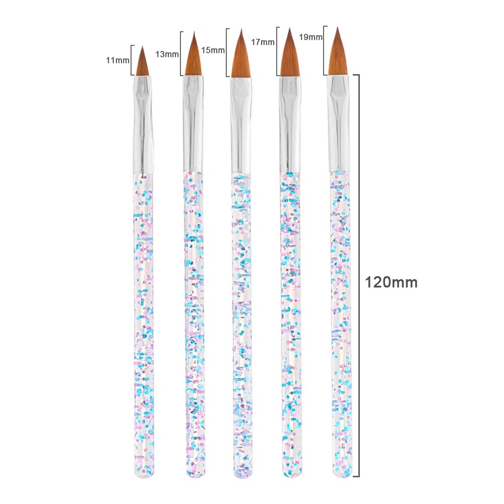 8Pcs Nail Bloei Bloem Nail Art Brush Pen Gel Uv Nail Schilderij Bloem Tekening Pen Acryl Gel Nail Schilderen borstel Liner Diy: 5PC