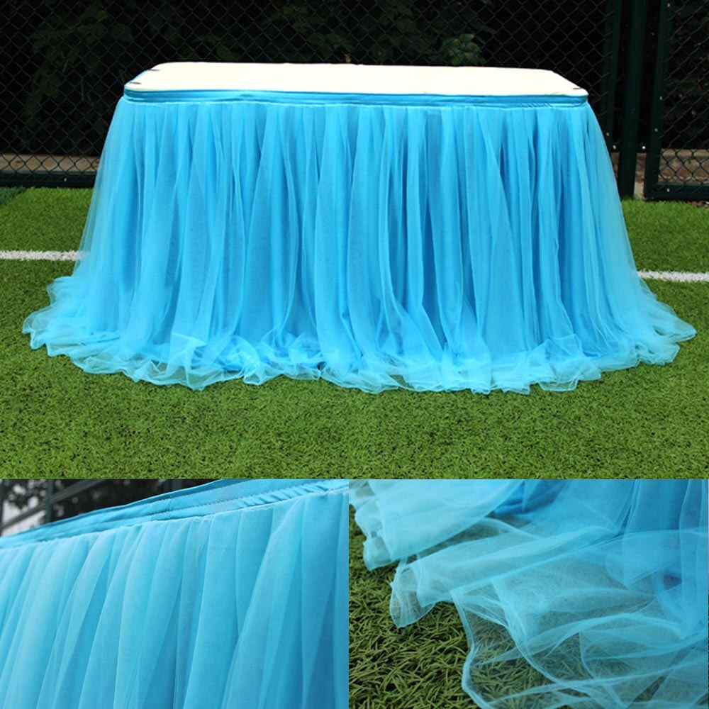 Hilife party tyll tutu 75*100cm multi färger bordskjol bröllopsfest dekoration med 3 bordsklämmor