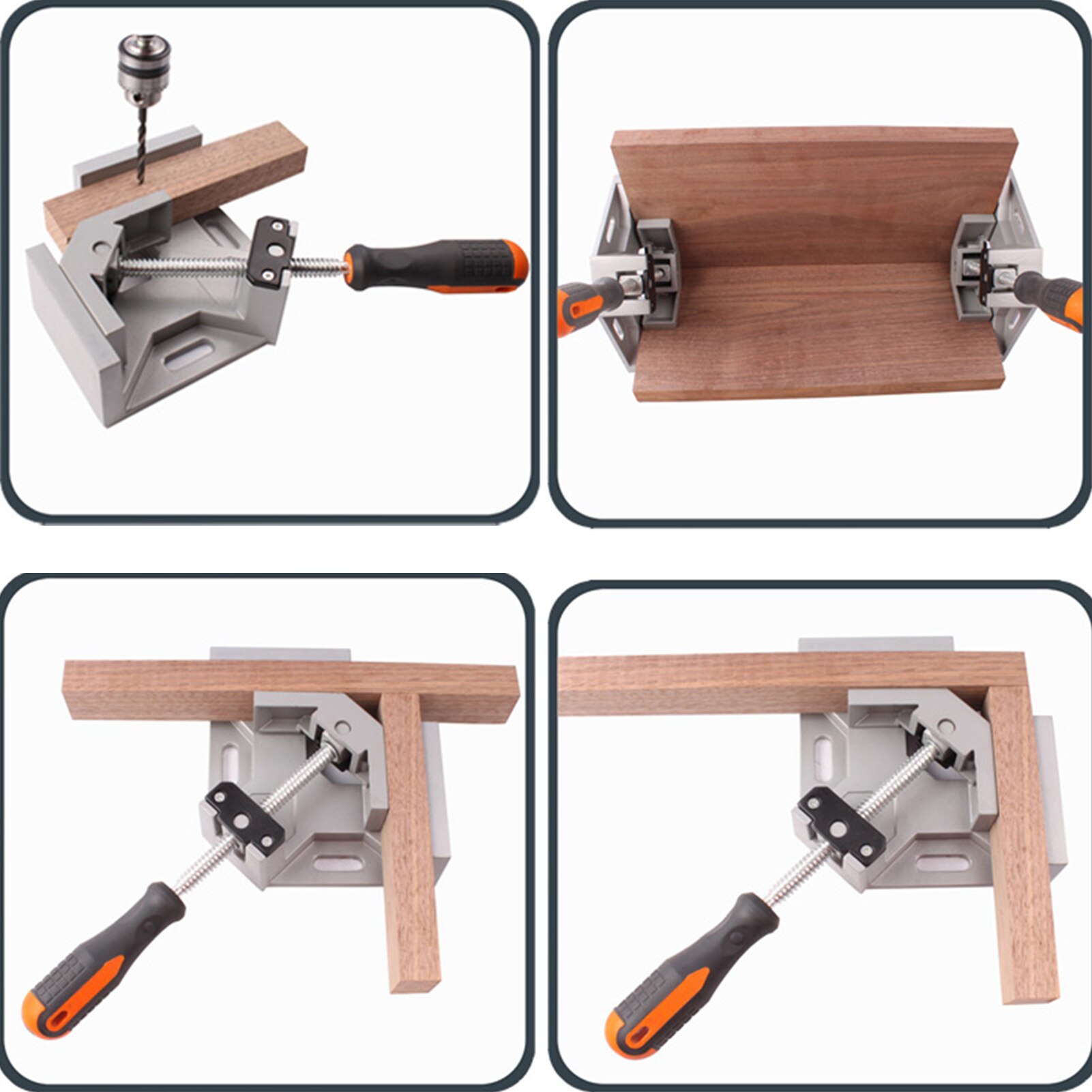 1Pc 90 Degrees Adjustable Single Handle Rectangular Clamp Rotatable Carpenter Clip Angle Clamp Woodworking Frame Clip Tool