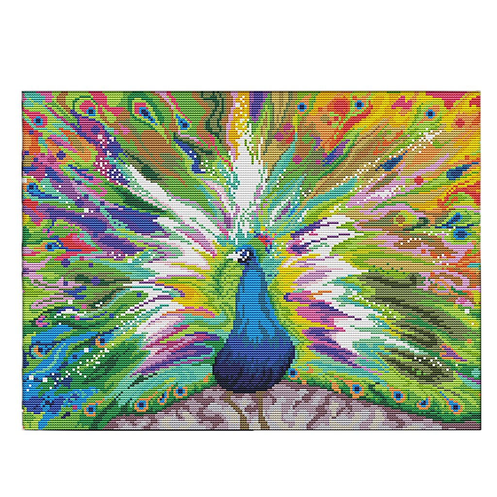 11CT 14CT Stamped Cross Stitch Kits Pre-Printed Peacock Pattern for Adults