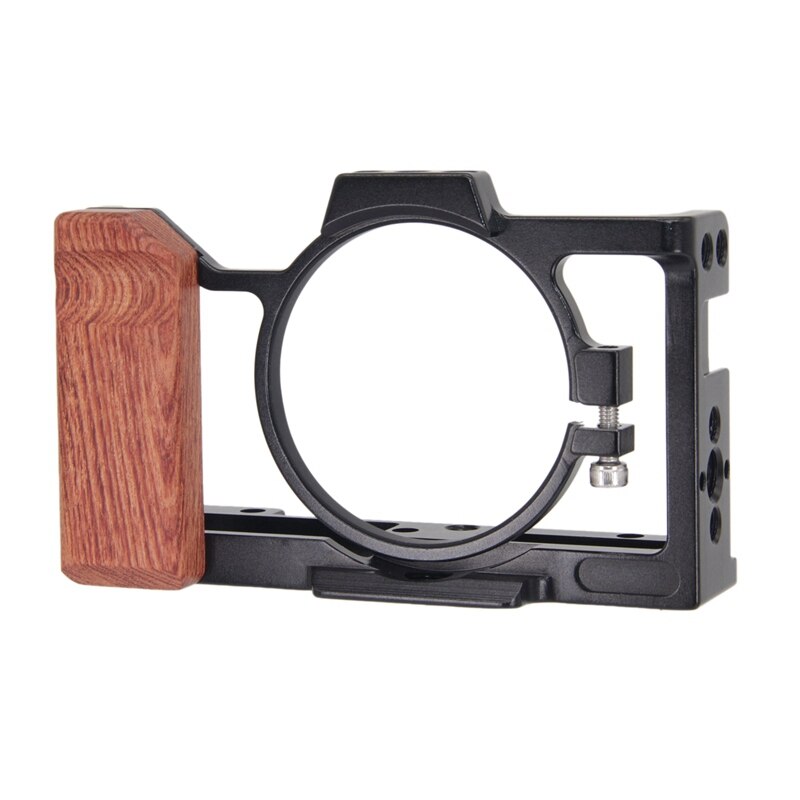 Camera Cage for Sony ZV1 with Wooden Side Handle Cold Shoe for Microphone Led Light Camera: Default Title